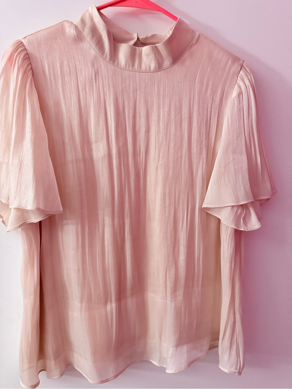 LC Lauren Conrad Soft Pink Ruffle Sleeve Blouse